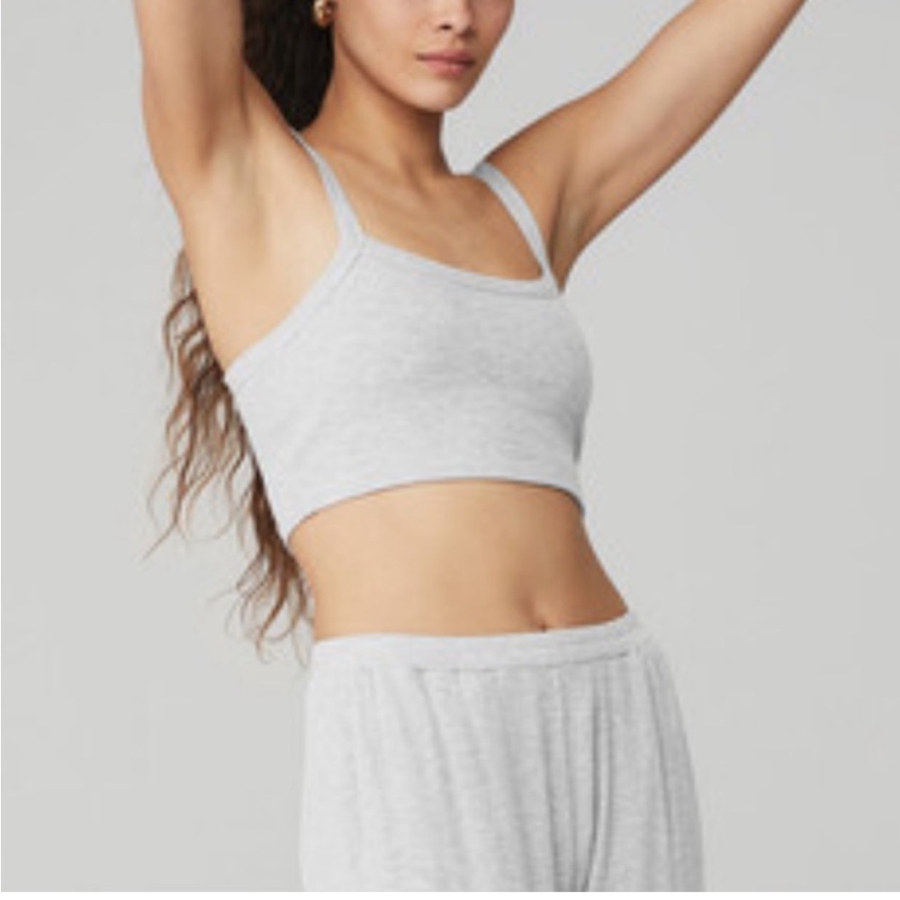 ALO Yoga Heather Gray Ribbed Cropped Tank